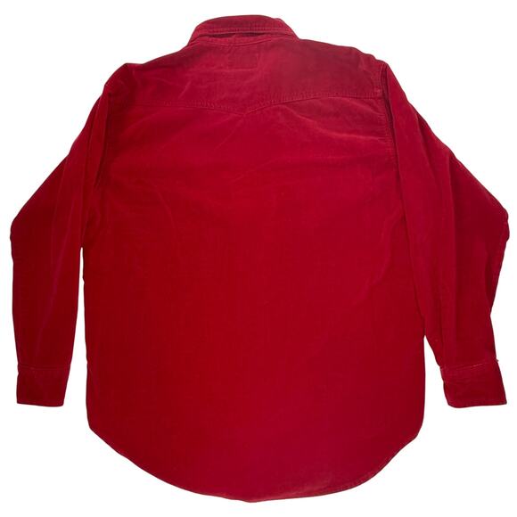 Vintage 90s SOHO Compagnie Red Zip Up Soft Cotton Shirt Jacket Women’s Large - Picture 4 of 8